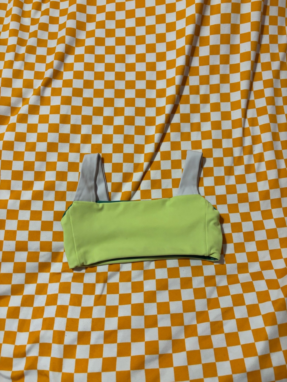 Kids Two-Tone Lime Green top five the label